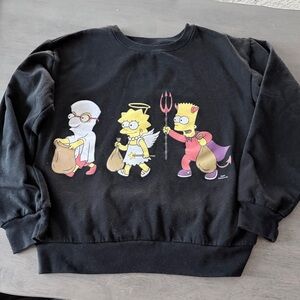 The Simpsons Halloween trick or treat Black Graphic Women's Sweater